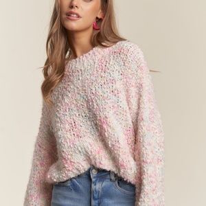 MULTI COLOR POPCORN TEXTURED SWEATER TOP